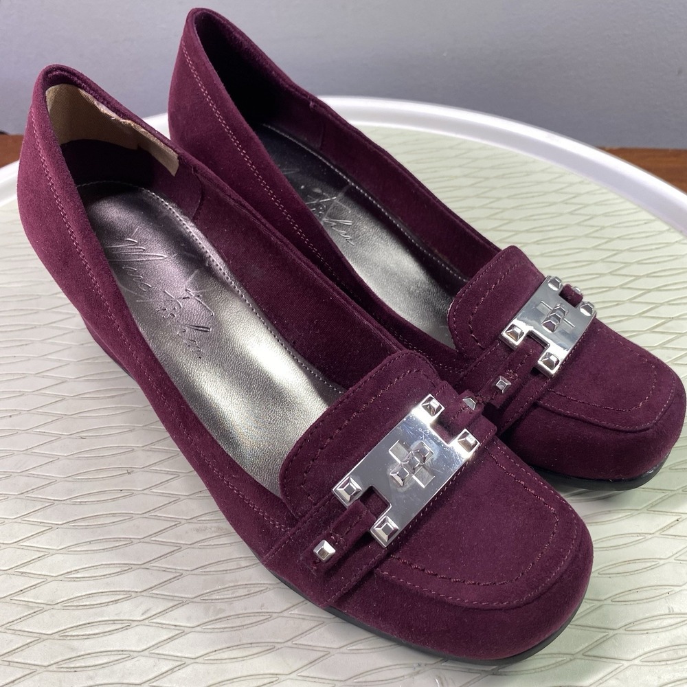 Marc Fisher Women's Purple Suede Dress Shoe W/Buckle& Heel Loafers 7M
